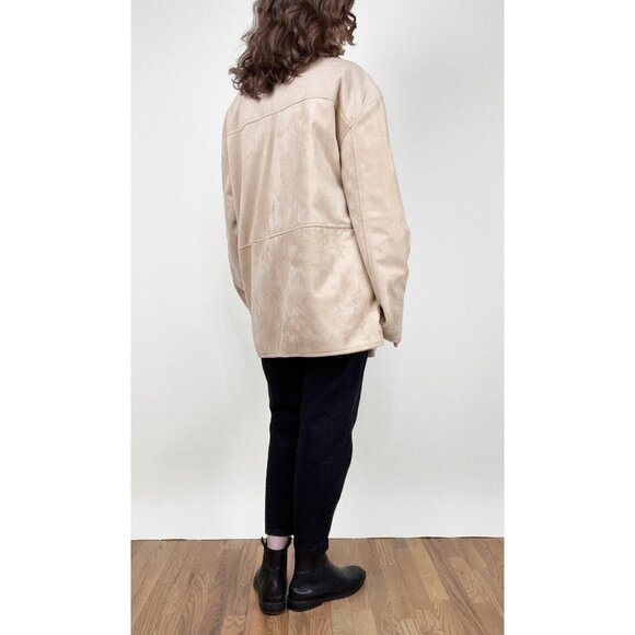 Vintage Emporio Armani Suede Faux Leather Oversized Jacket Coat Relaxed Fit Y2K - Picture 3 of 6